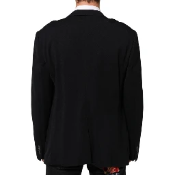 Black Viscose 2 Buttons Suit Jacket Blazer