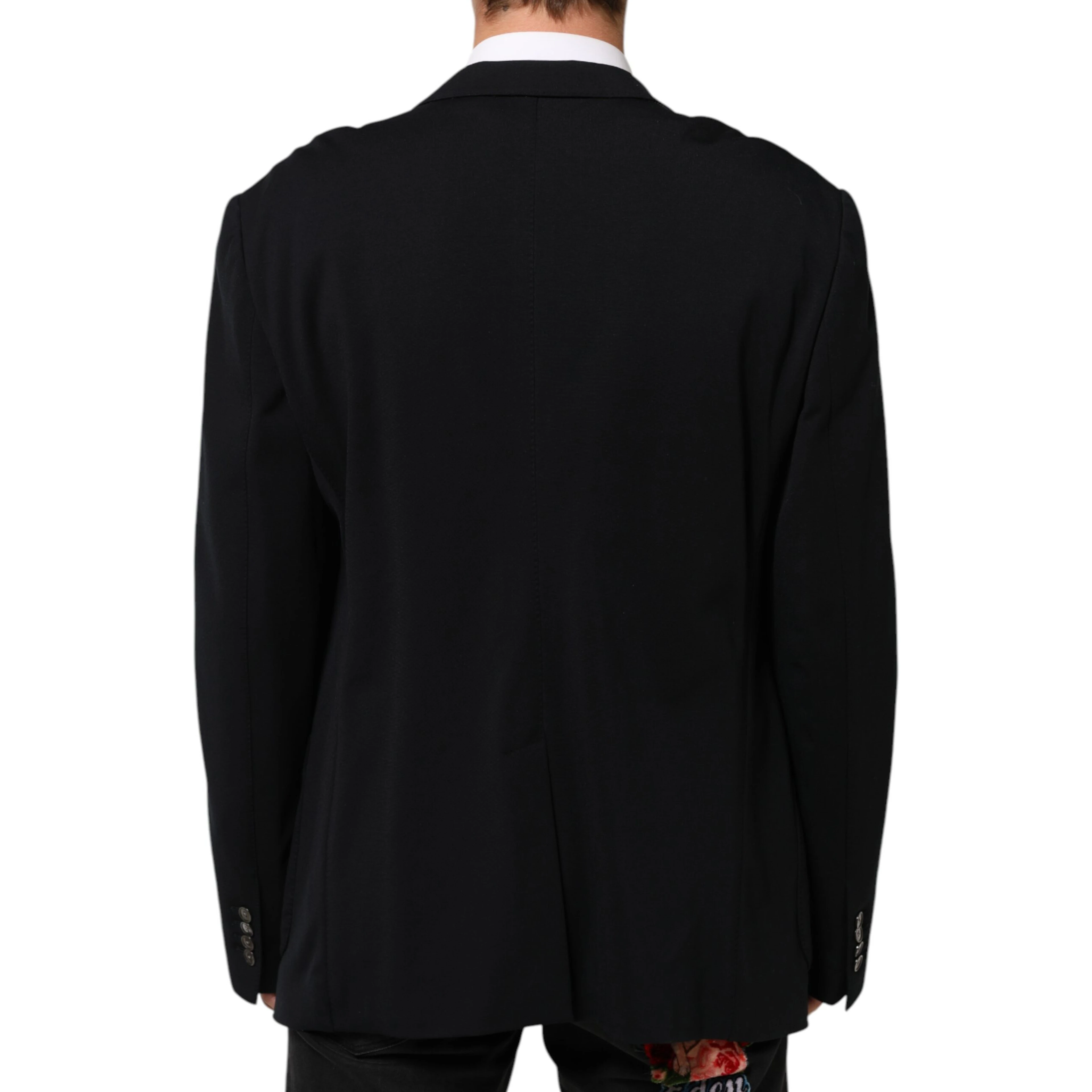 Black Viscose 2 Buttons Suit Jacket Blazer