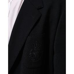 Black Viscose 2 Buttons Suit Jacket Blazer