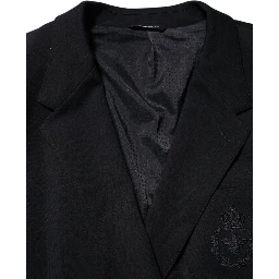 Black Viscose 2 Buttons Suit Jacket Blazer