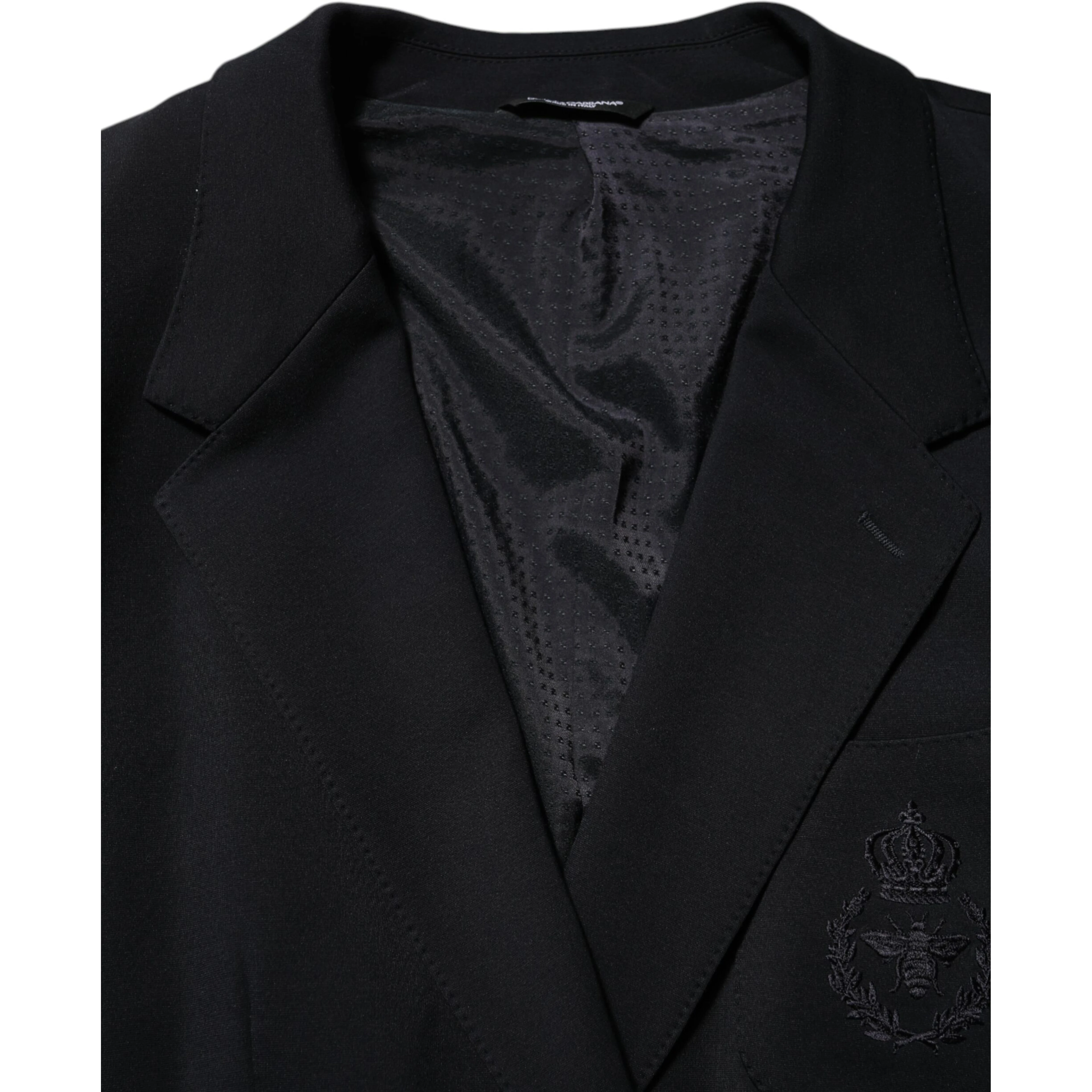 Black Viscose 2 Buttons Suit Jacket Blazer
