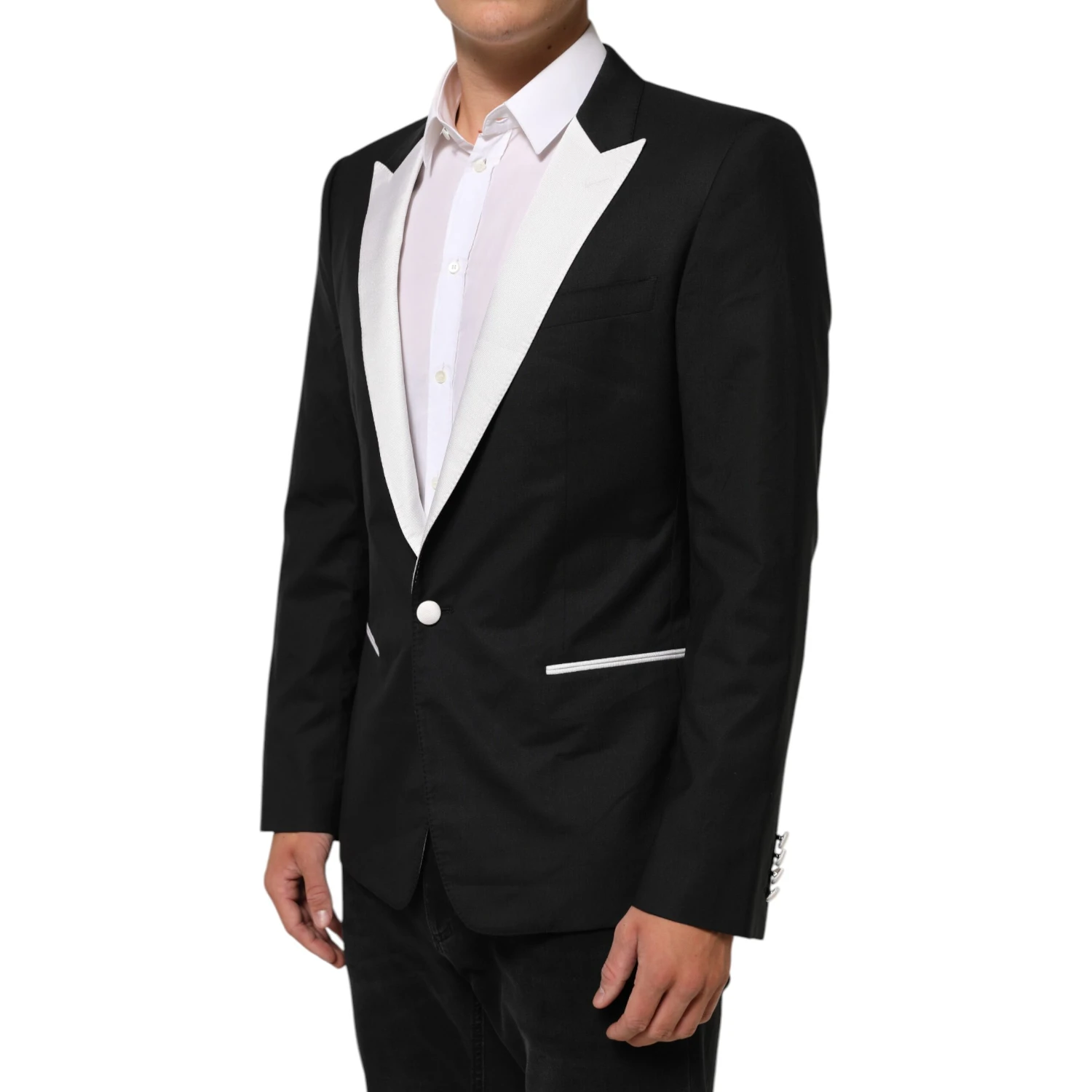 Black White MARTINI 1 Button Men Suit Blazer