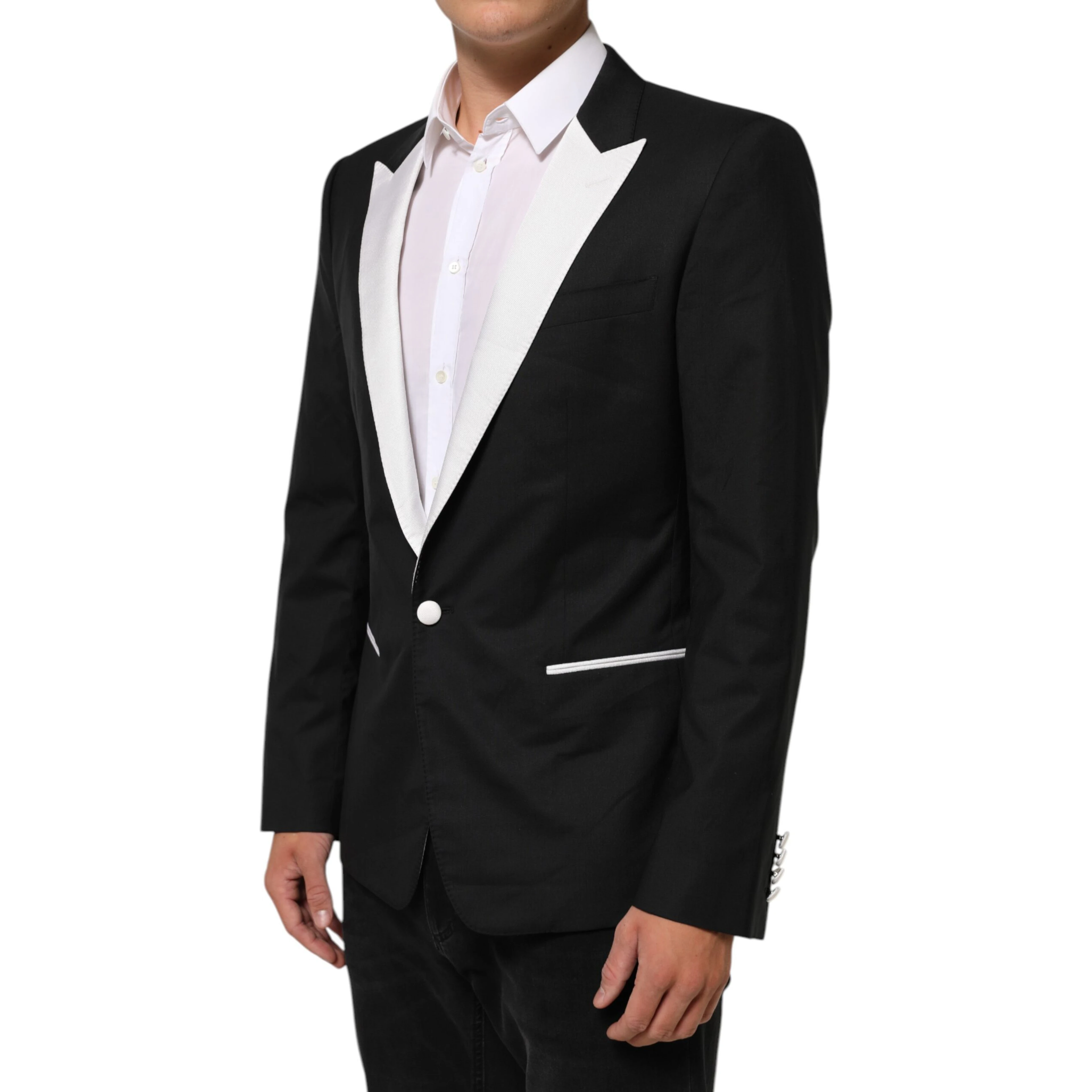 Black White MARTINI 1 Button Men Suit Blazer