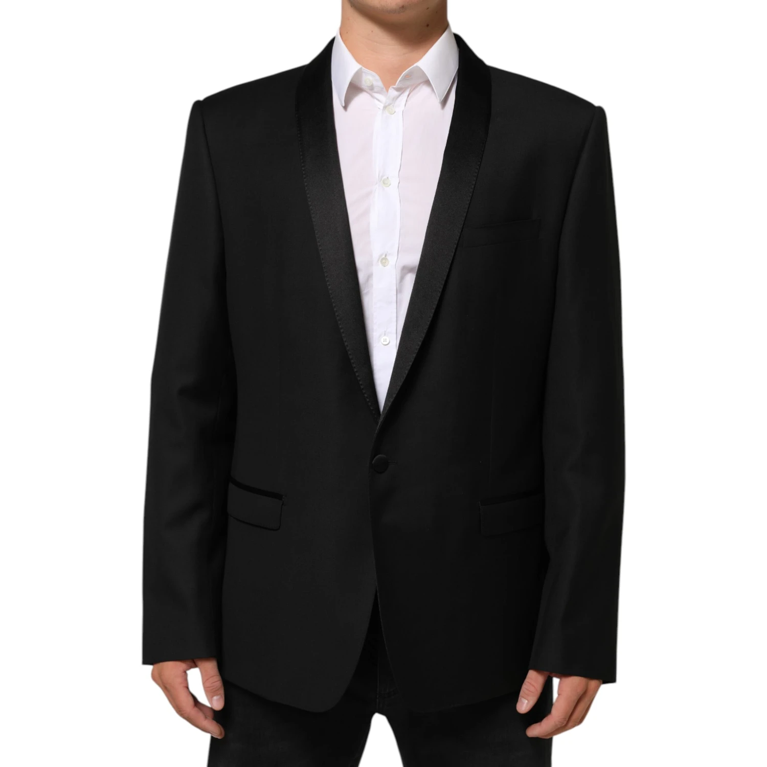 Black Wool GOLD 1 Button Men Suit Blazer