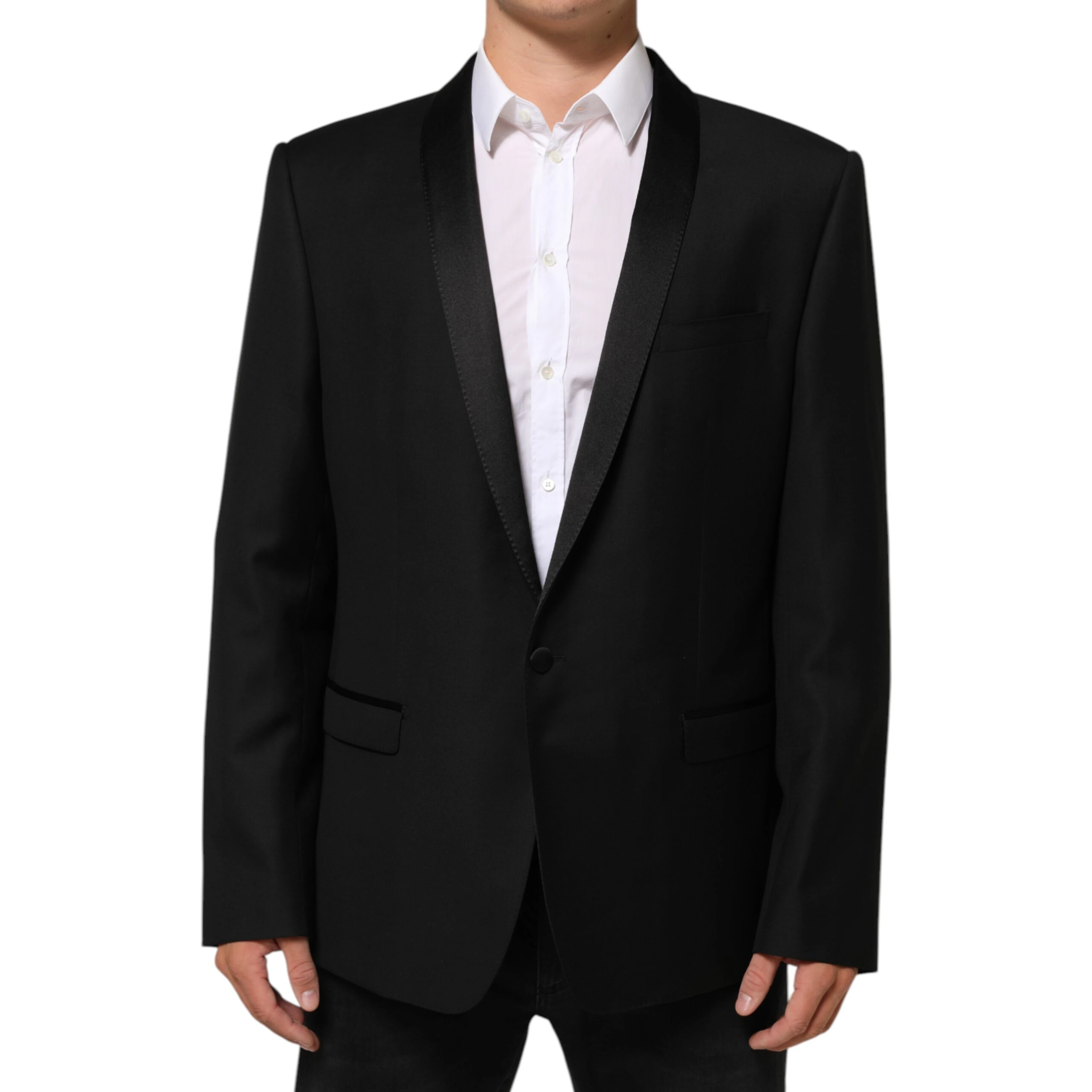 Black Wool GOLD 1 Button Men Suit Blazer