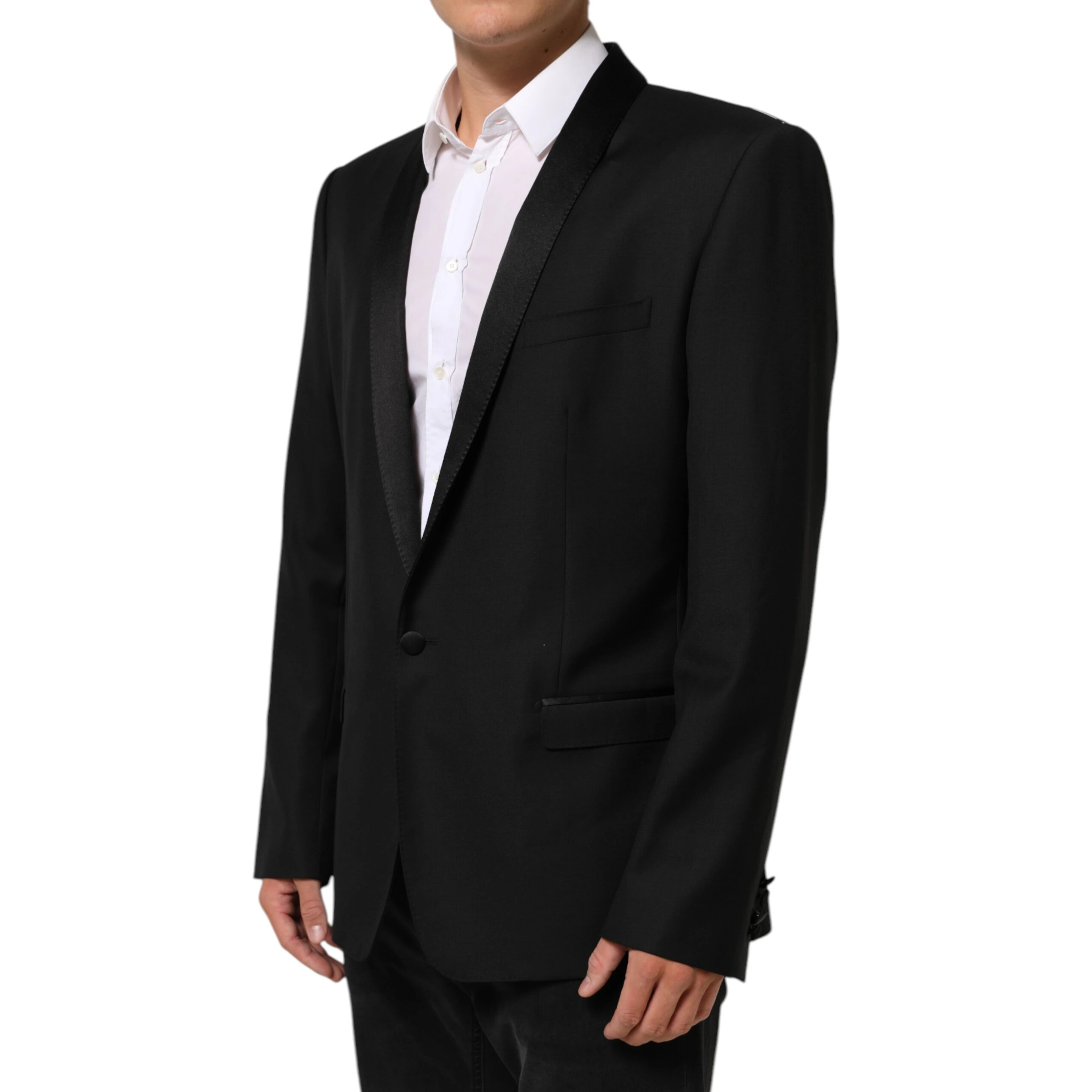 Black Wool GOLD 1 Button Men Suit Blazer