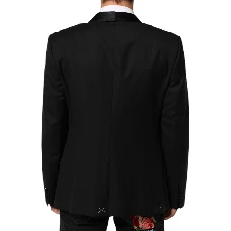 Black Wool GOLD 1 Button Men Suit Blazer
