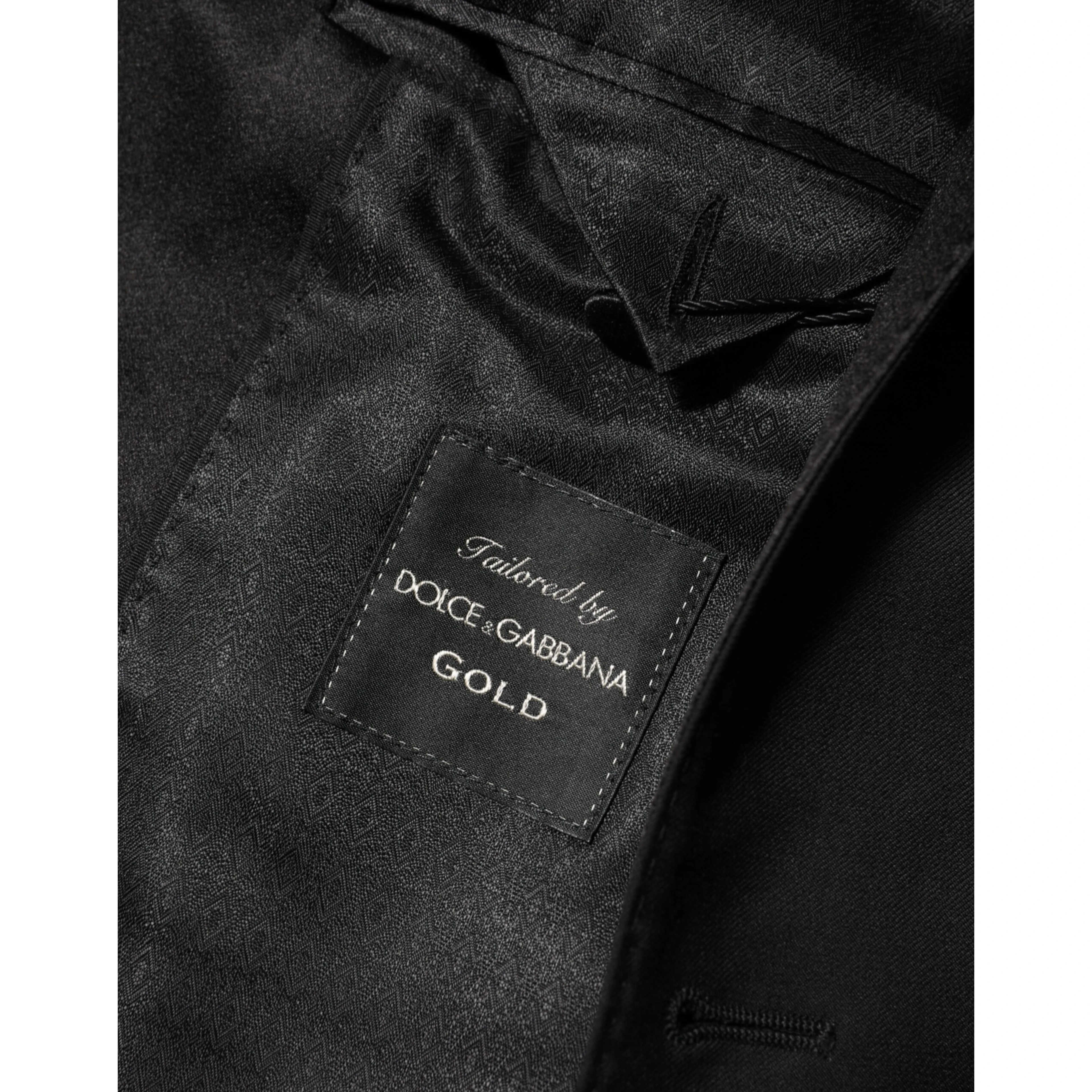 Black Wool GOLD 1 Button Men Suit Blazer