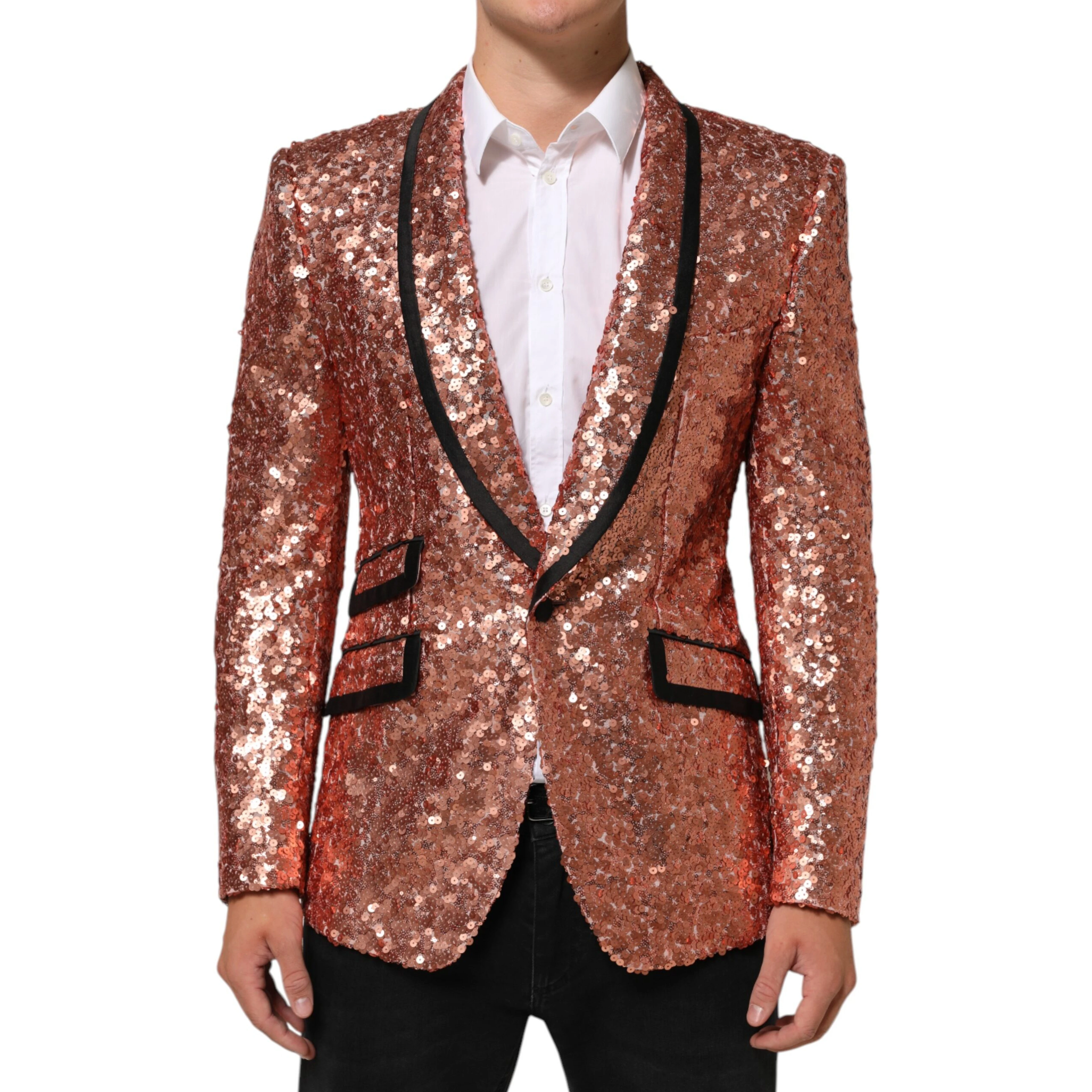 Pink Sequin SICILIA 1 Button Men Suit Blazer