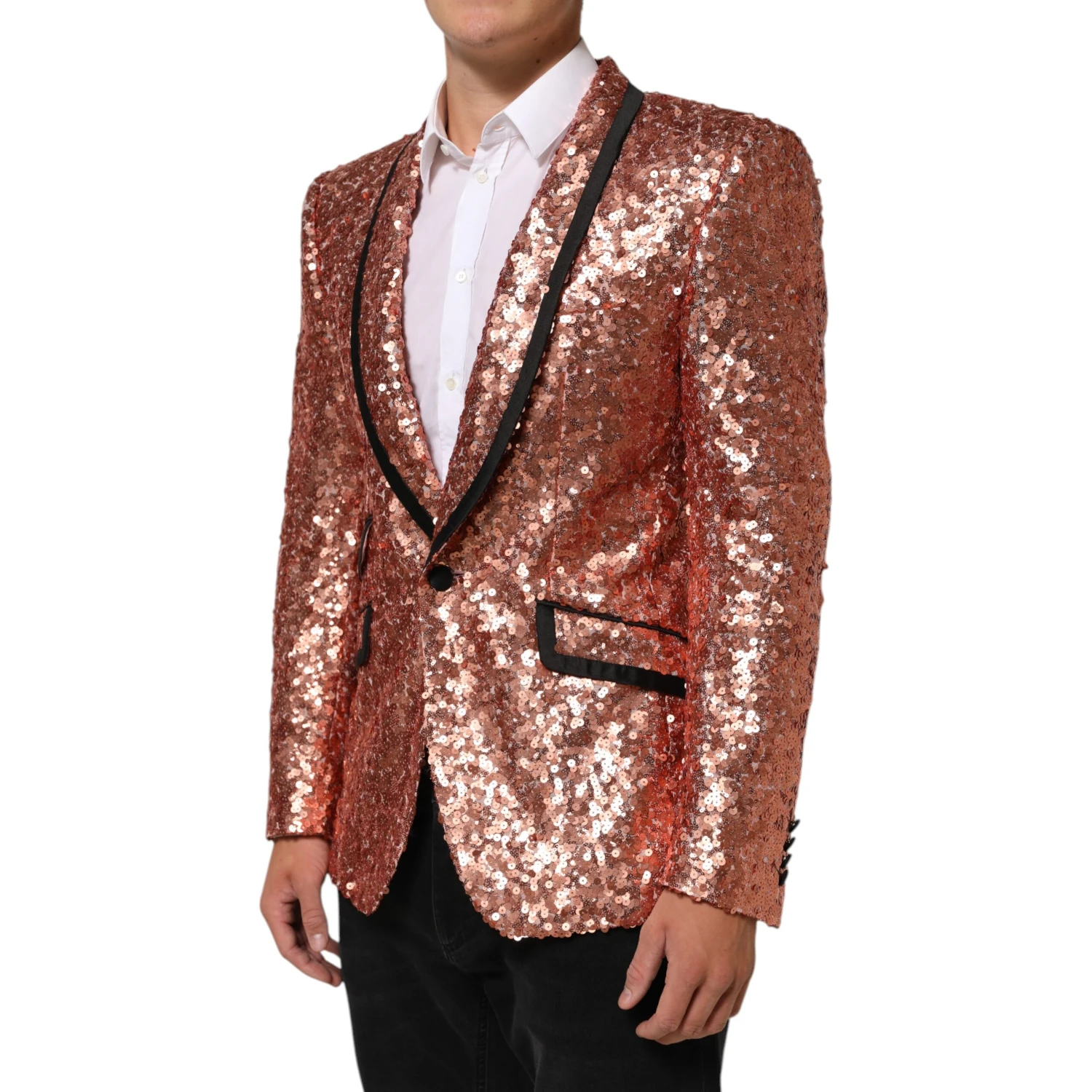 Pink Sequin SICILIA 1 Button Men Suit Blazer