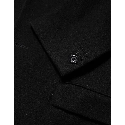 Black Wool Buttoned Men Trench Coat Jacket