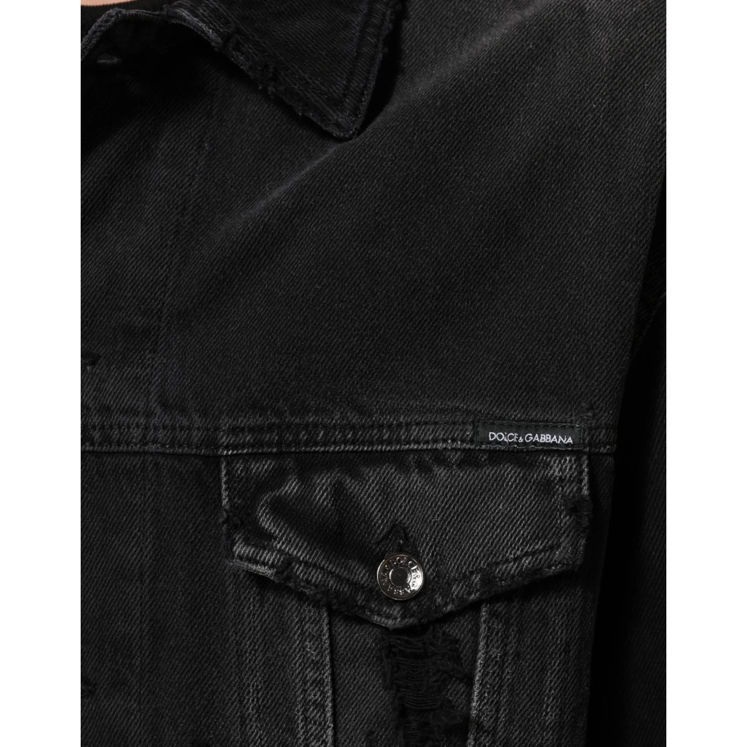 Black Cotton Stretch Denim Blouson Jacket