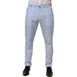 Light Blue Cotton Stretch Tapered Men Trouser Pants