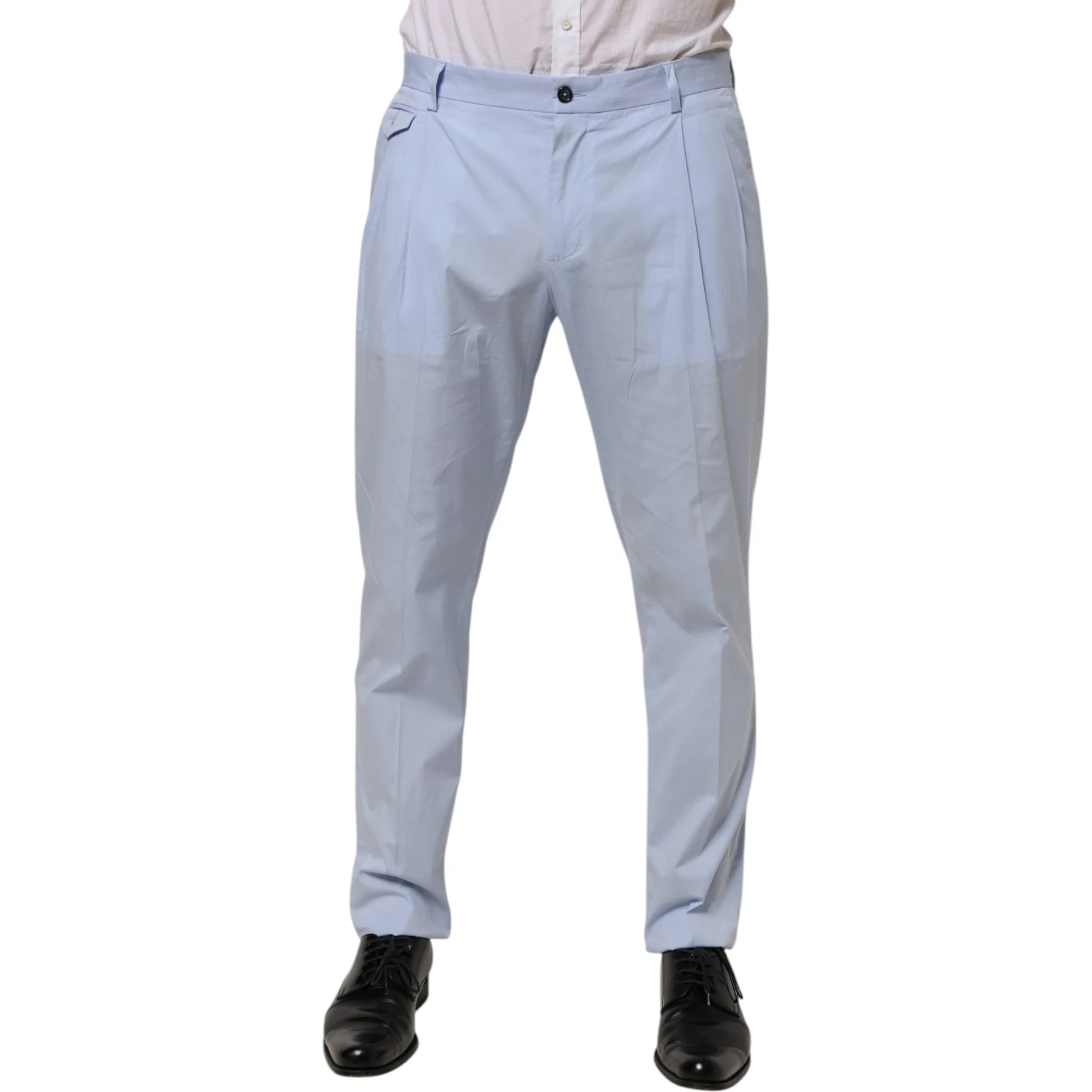 Light Blue Cotton Stretch Tapered Men Trouser Pants