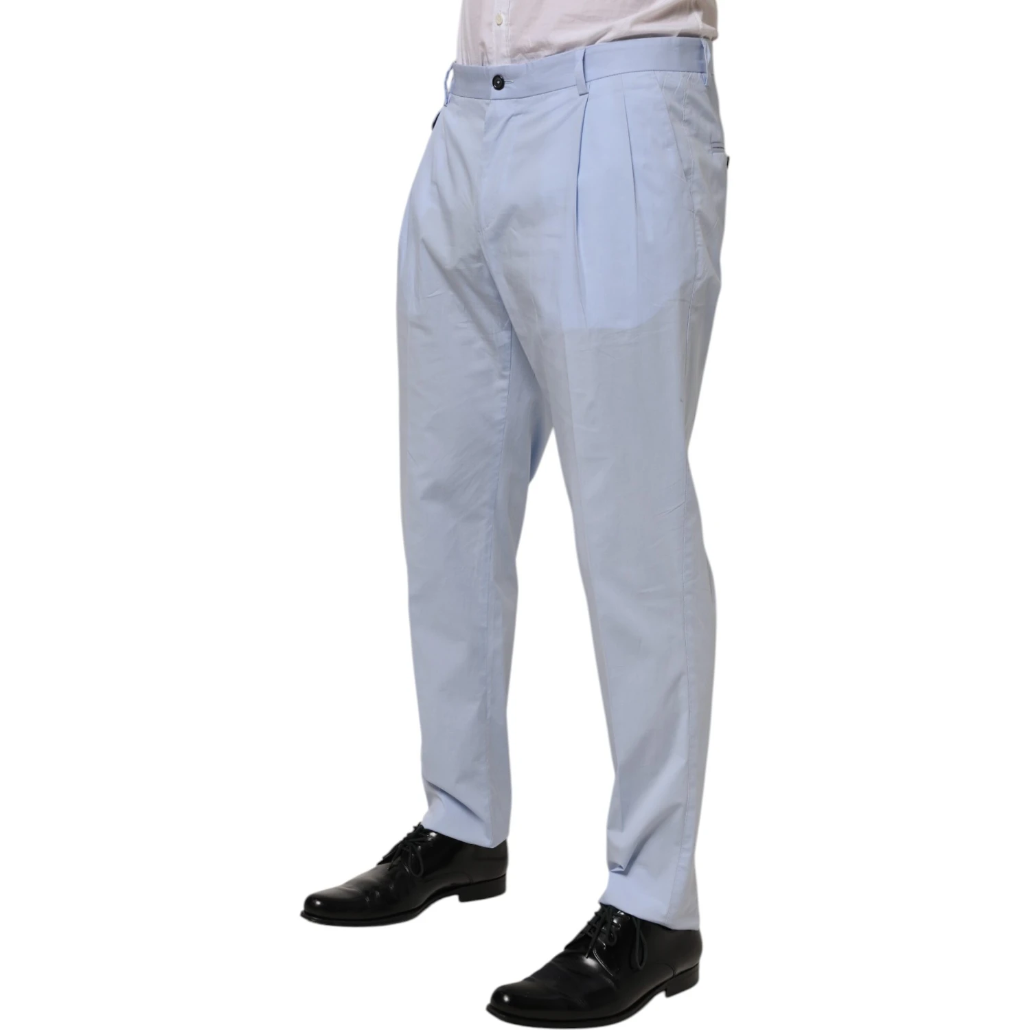Light Blue Cotton Stretch Tapered Men Trouser Pants