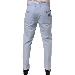 Light Blue Cotton Stretch Tapered Men Trouser Pants