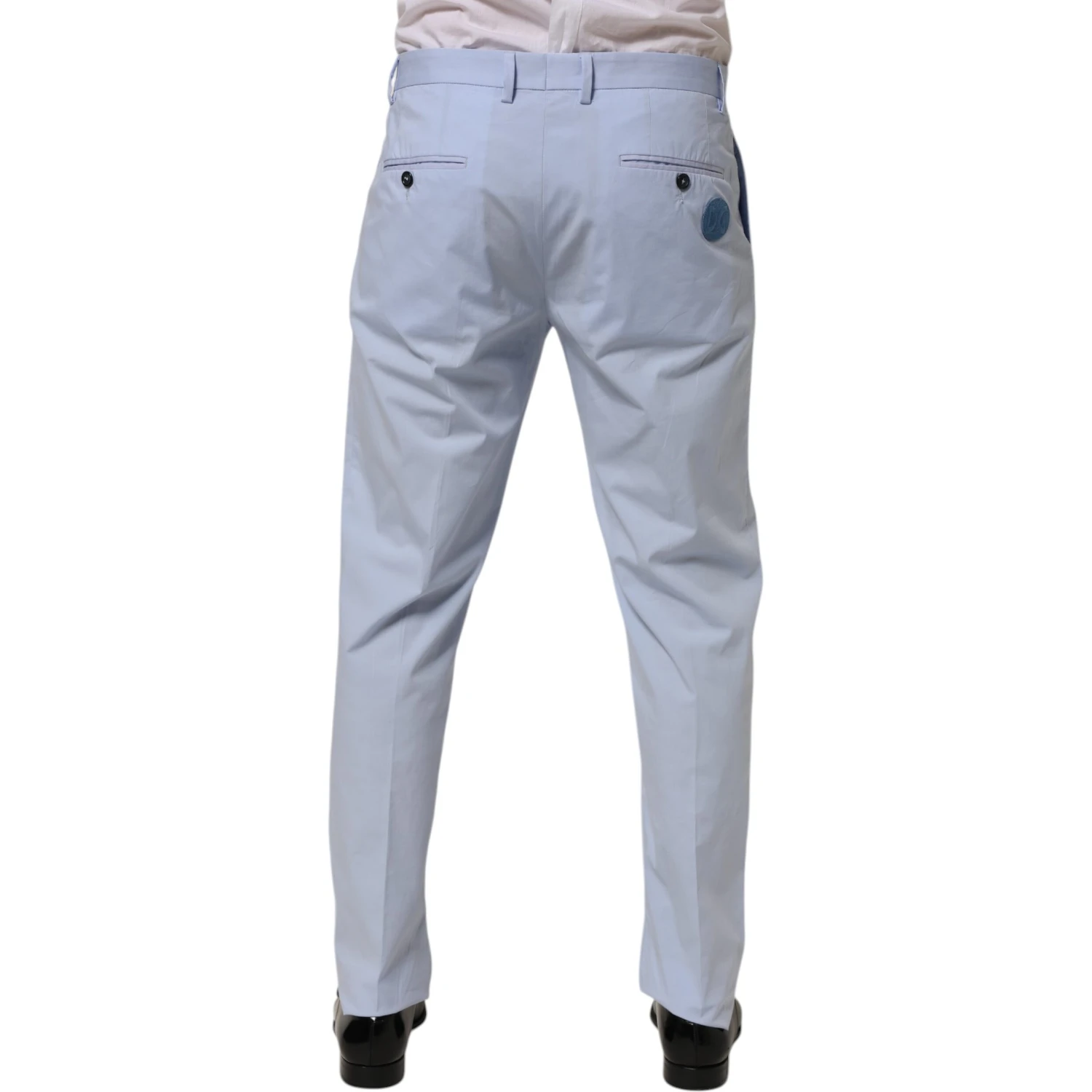 Light Blue Cotton Stretch Tapered Men Trouser Pants
