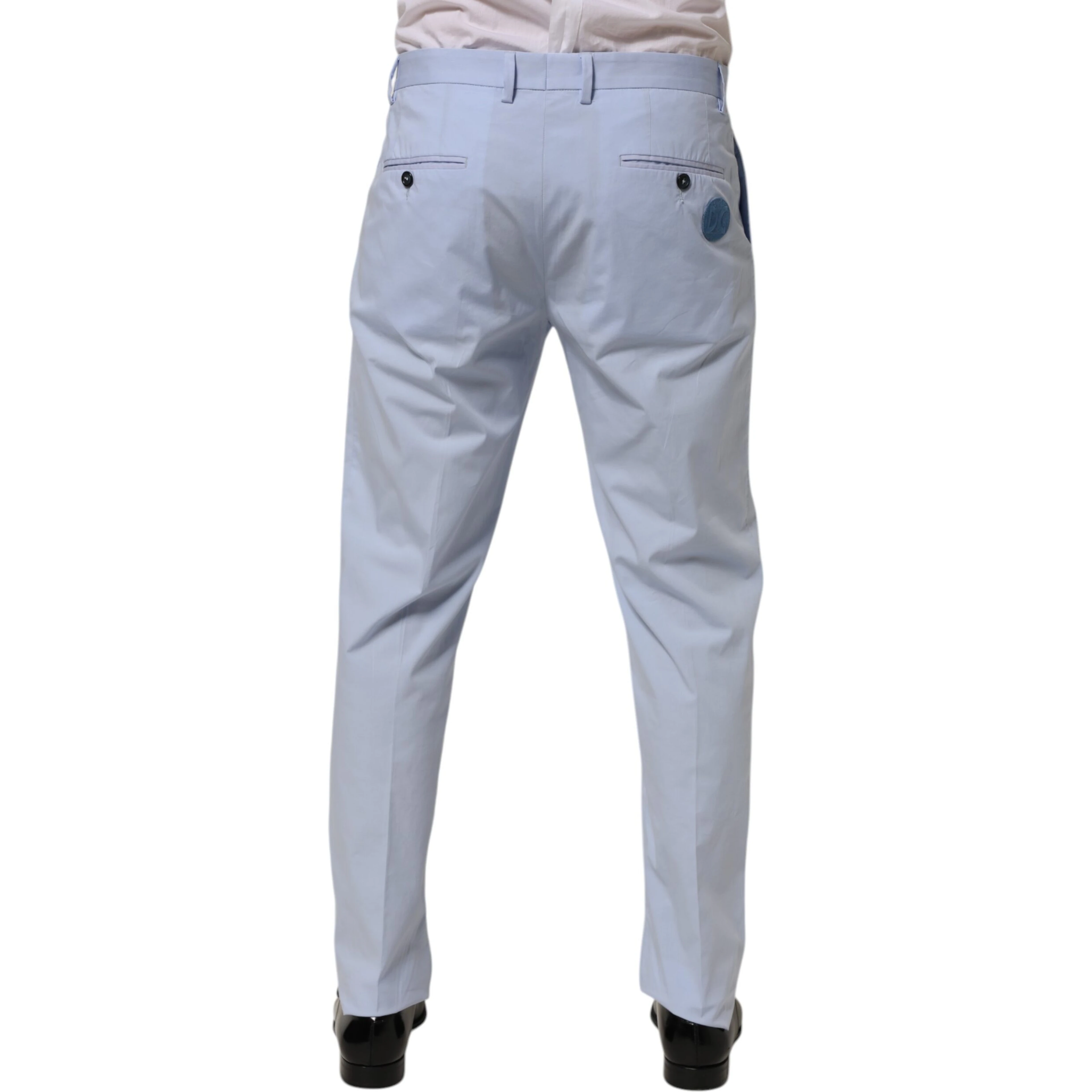 Light Blue Cotton Stretch Tapered Men Trouser Pants