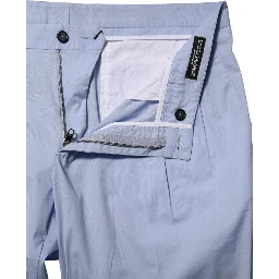 Light Blue Cotton Stretch Tapered Men Trouser Pants