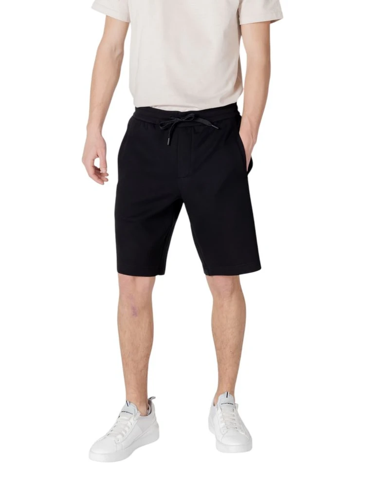Black Cotton Bermuda Shorts
