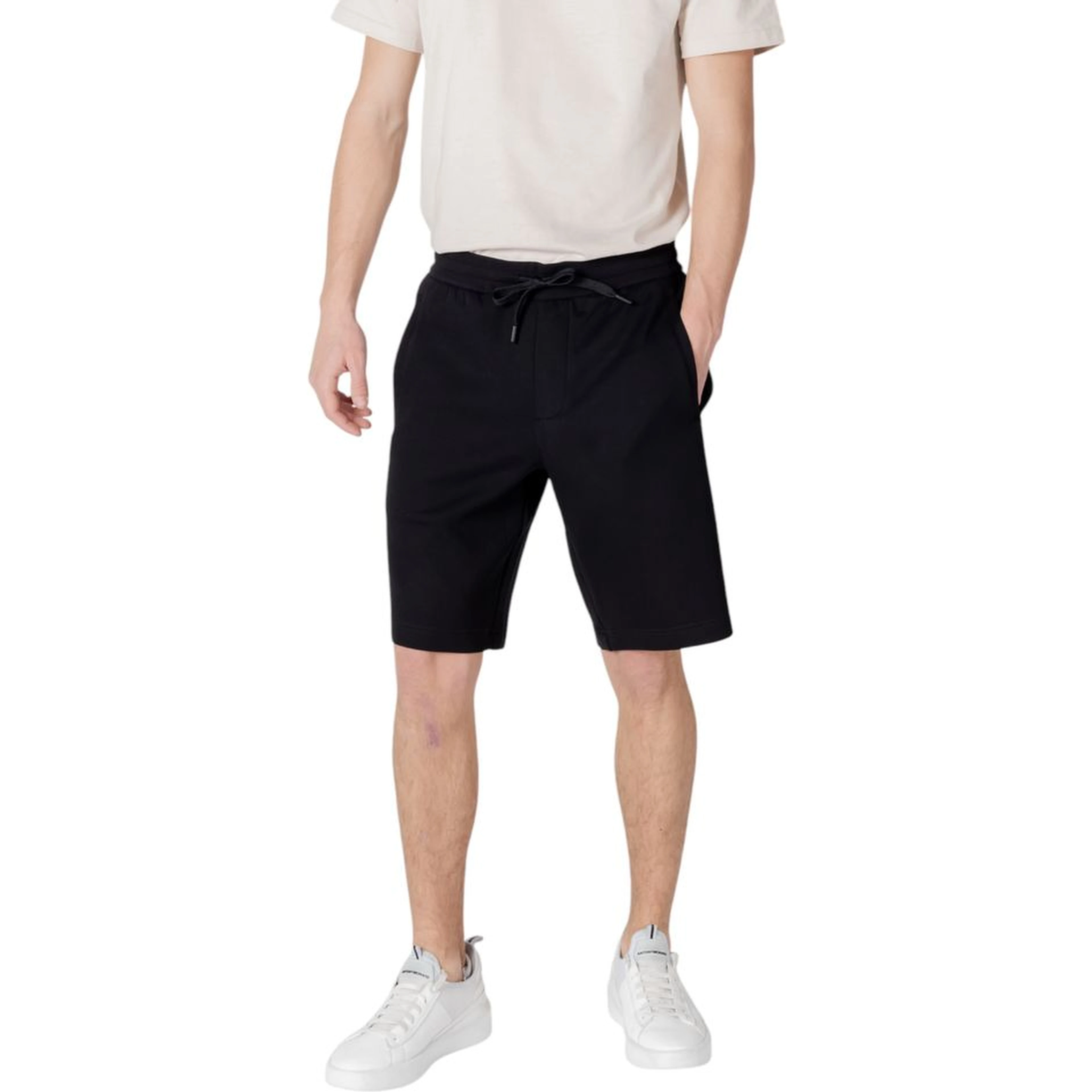 Black Cotton Bermuda Shorts