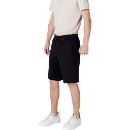 Black Cotton Bermuda Shorts
