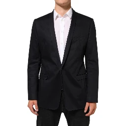 Black Cotton 1 Button Suit Jacket Blazer