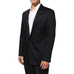 Black Cotton 1 Button Suit Jacket Blazer