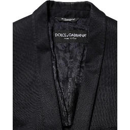 Black Cotton 1 Button Suit Jacket Blazer