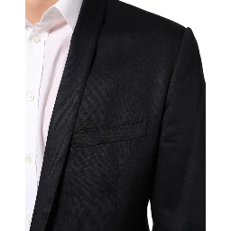 Black Cotton 1 Button Suit Jacket Blazer