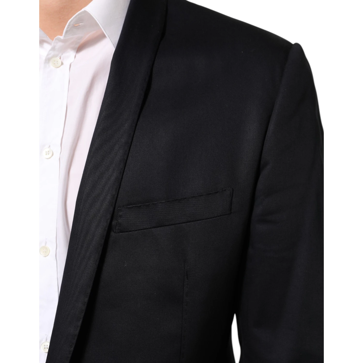 Black Cotton 1 Button Suit Jacket Blazer