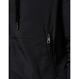 Blue Logo Tape Hooded Full Zip Bomber Jacket