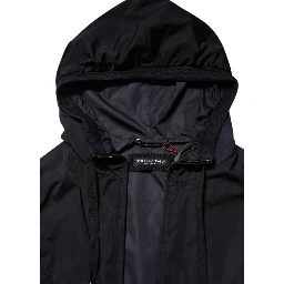 Blue Logo Tape Hooded Full Zip Bomber Jacket