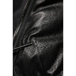 Black Leather Nylon FullZip Blouson Jacket