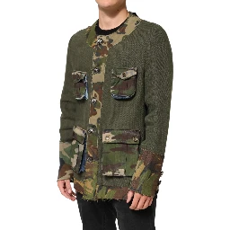Brown Camouflage Linen Button Down Jacket