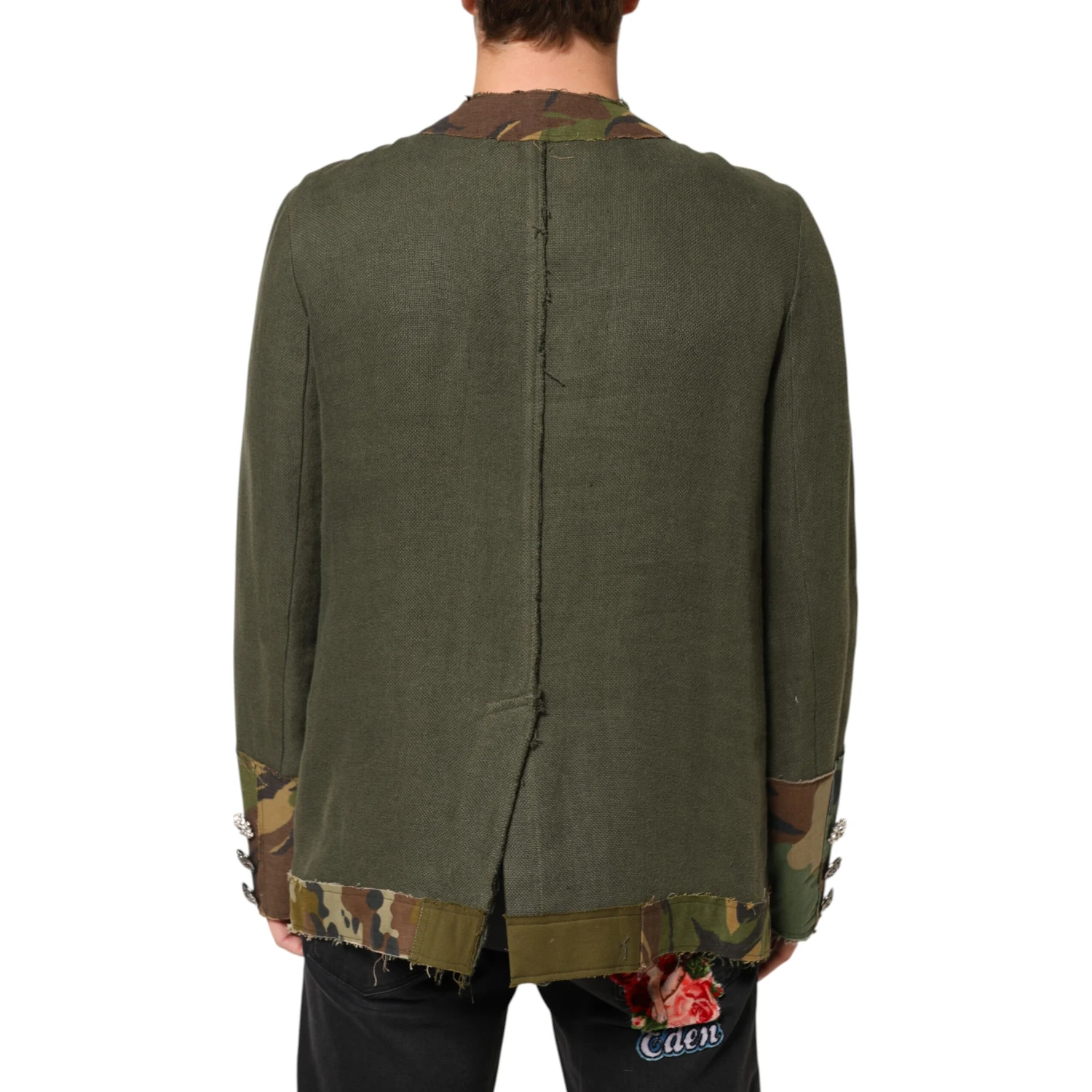 Brown Camouflage Linen Button Down Jacket
