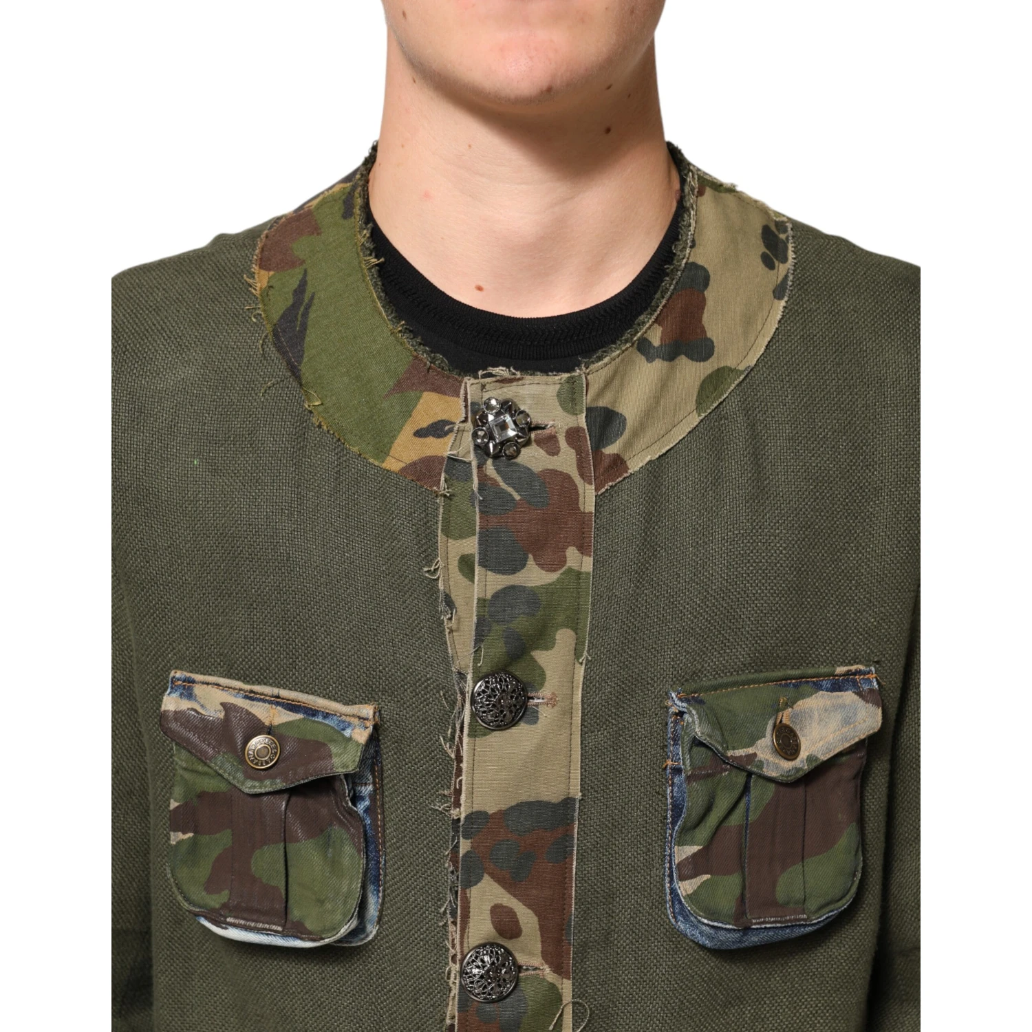 Brown Camouflage Linen Button Down Jacket