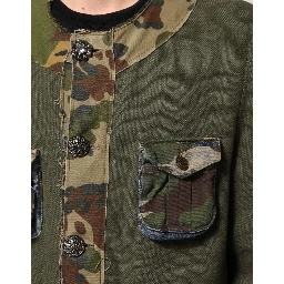 Brown Camouflage Linen Button Down Jacket