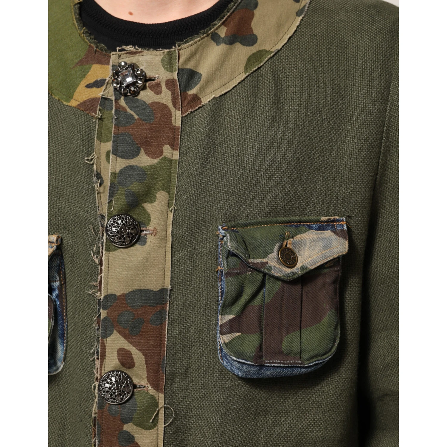 Brown Camouflage Linen Button Down Jacket