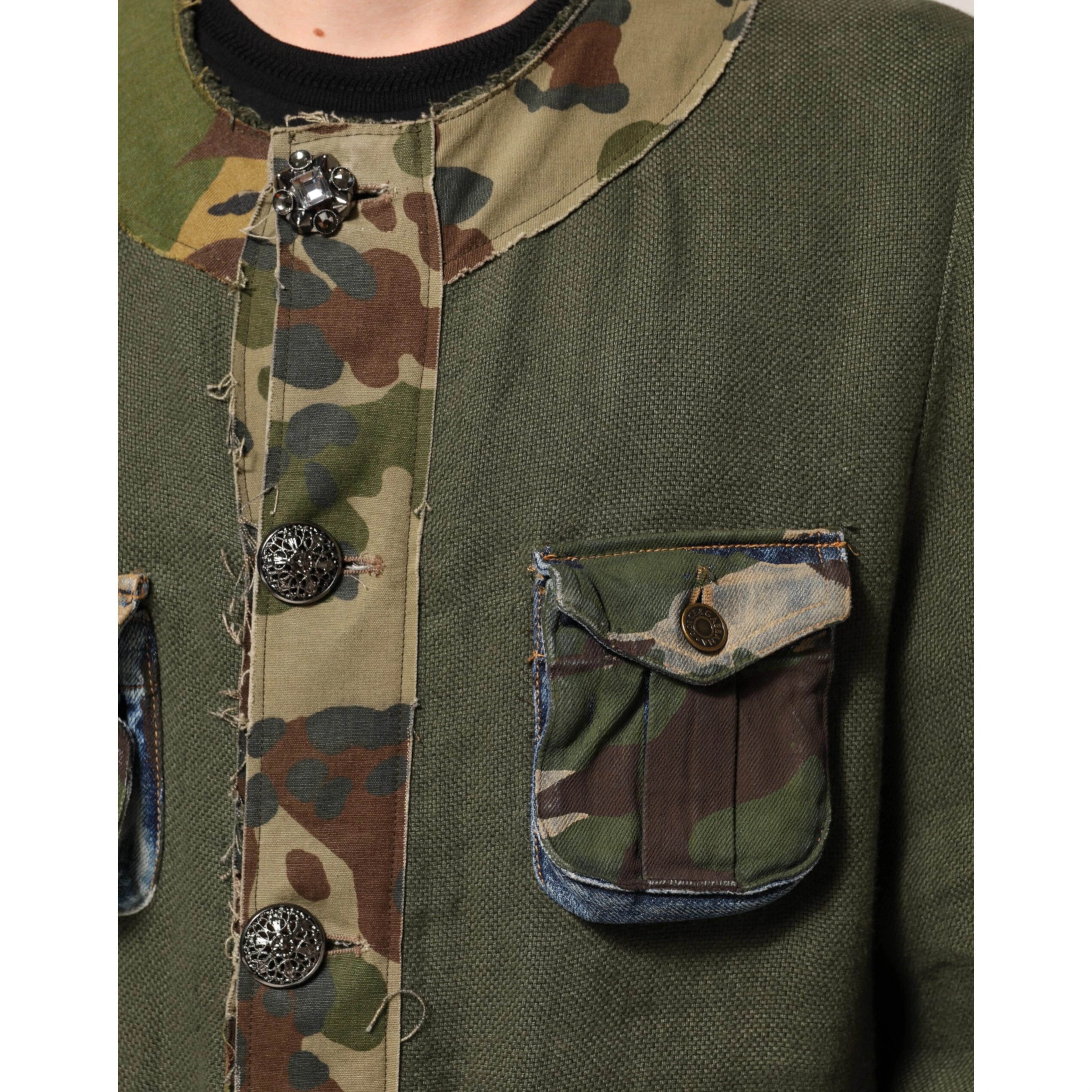 Brown Camouflage Linen Button Down Jacket