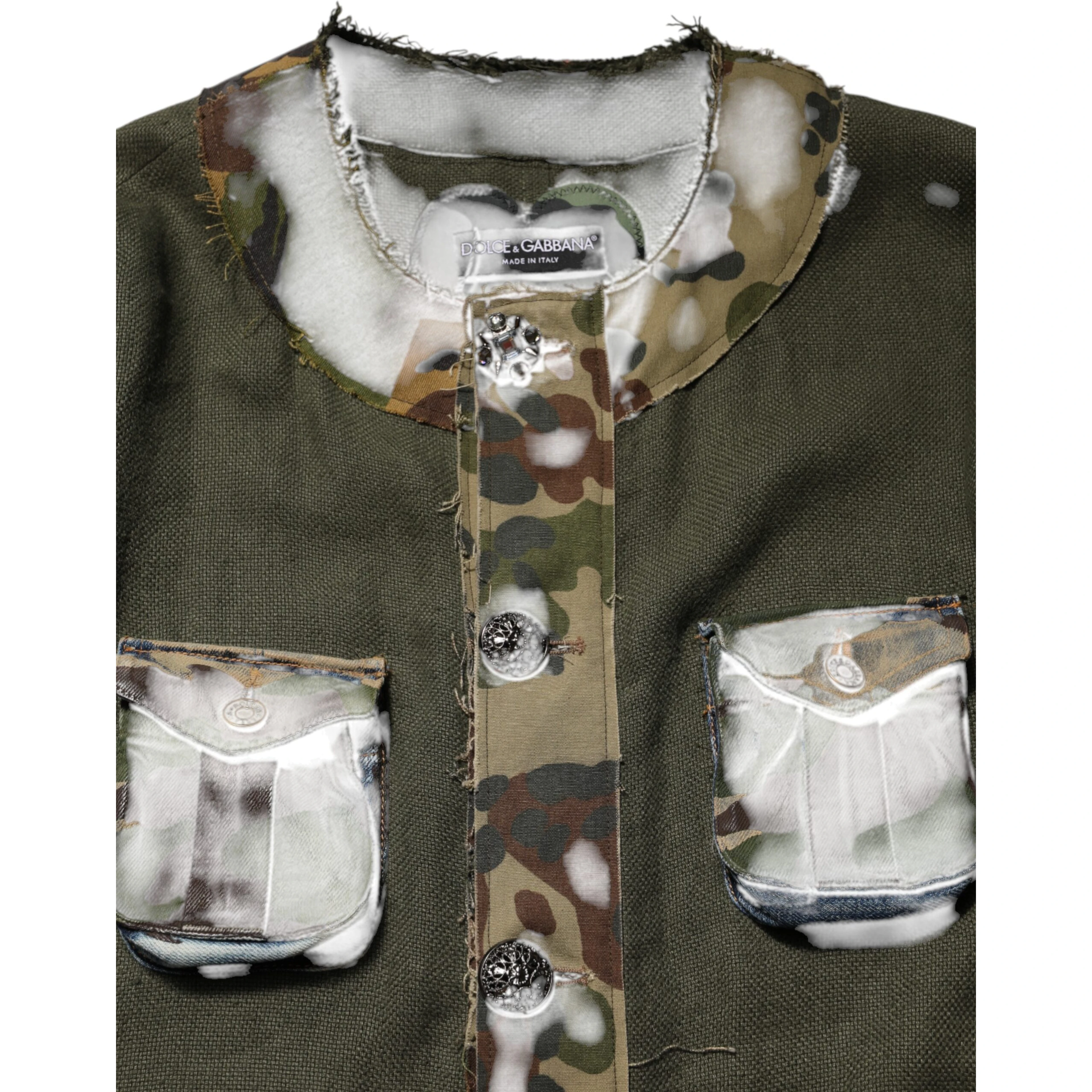 Brown Camouflage Linen Button Down Jacket