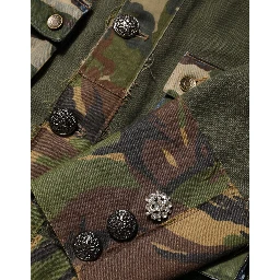 Brown Camouflage Linen Button Down Jacket