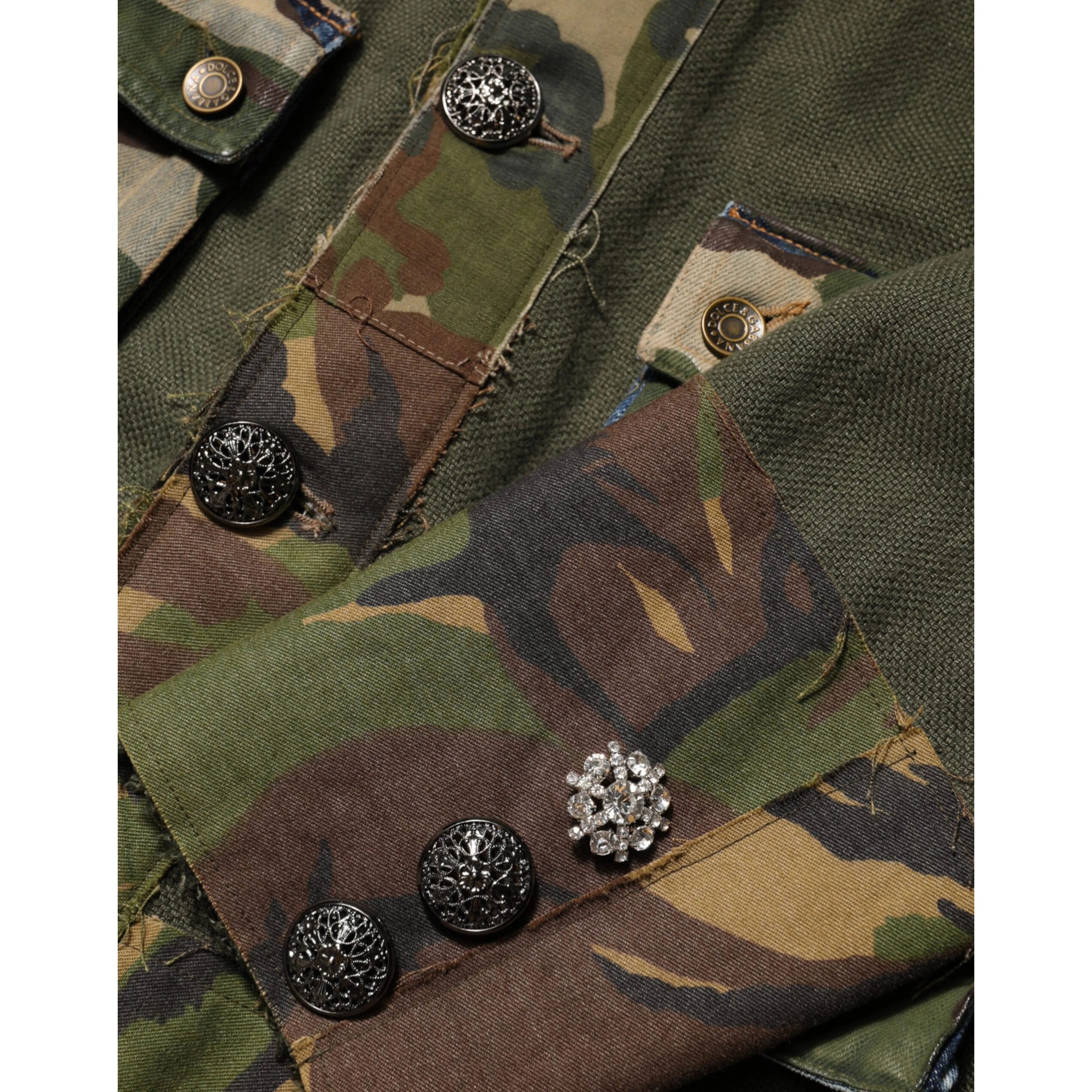 Brown Camouflage Linen Button Down Jacket