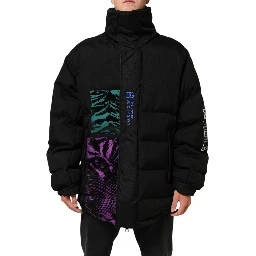Black Nylon Puffer Men Full Zip Jacket