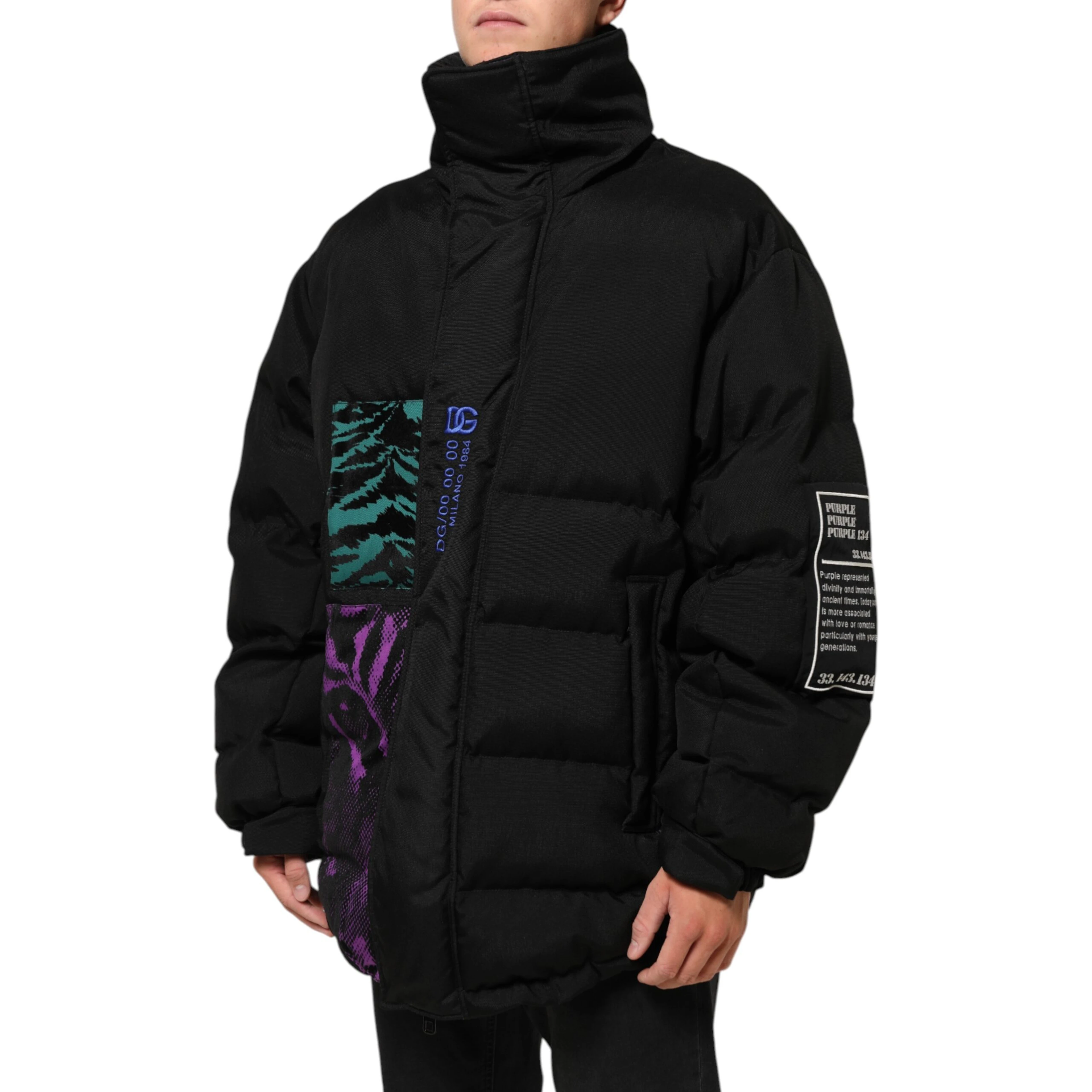 Black Nylon Puffer Men Full Zip Jacket