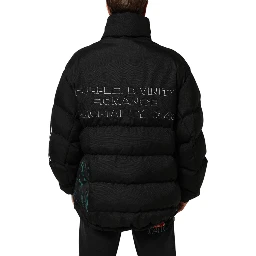 Black Nylon Puffer Men Full Zip Jacket