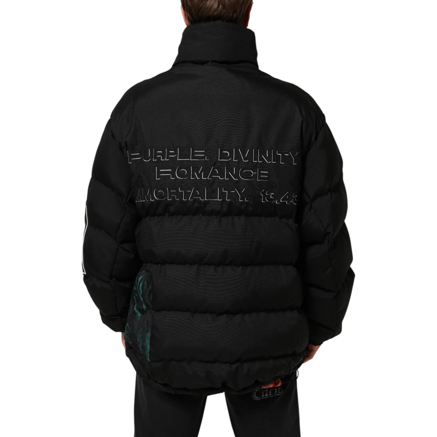 Black Nylon Puffer Men Full Zip Jacket