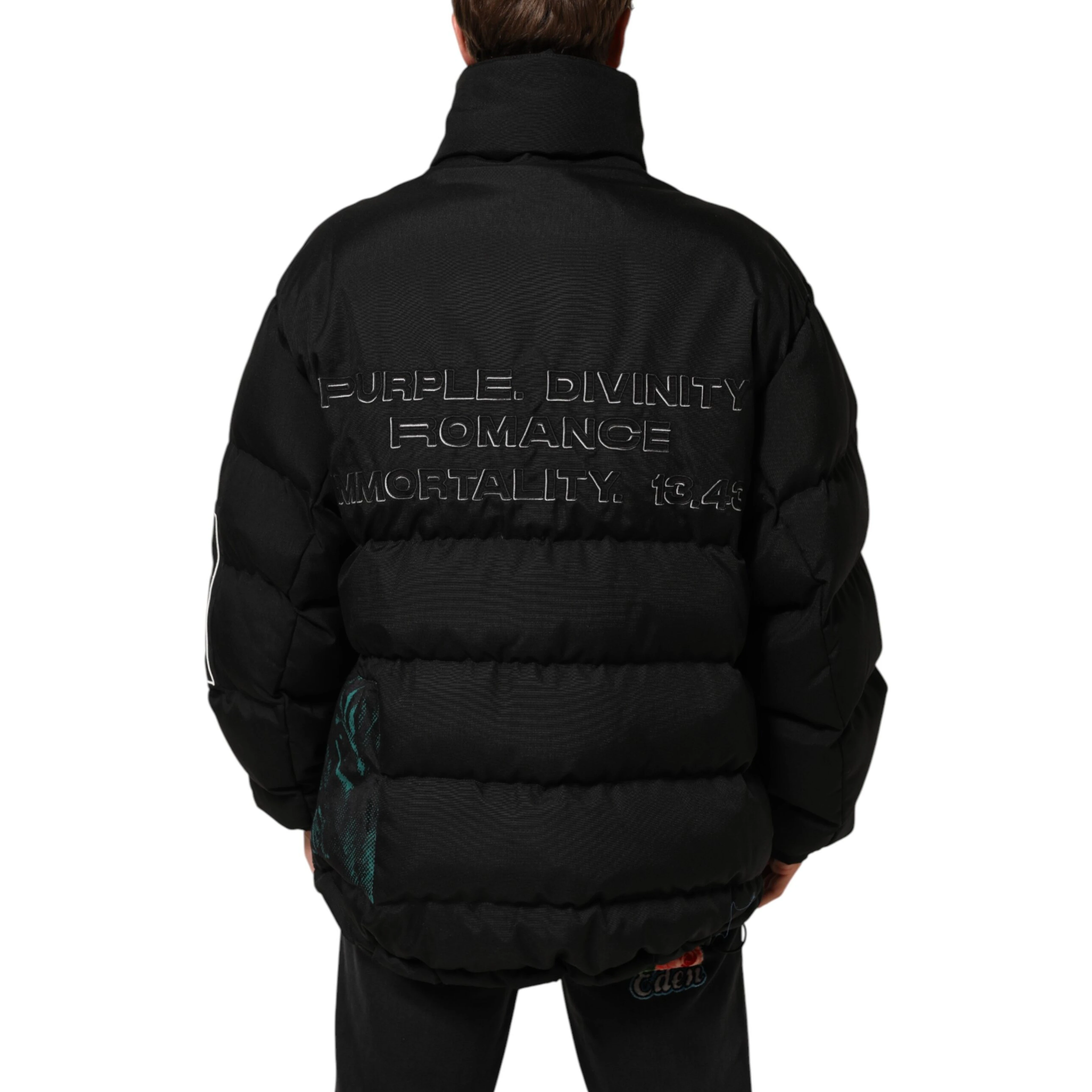 Black Nylon Puffer Men Full Zip Jacket