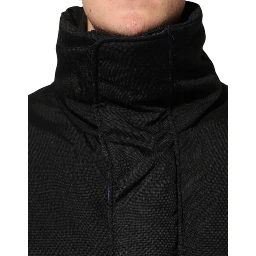 Black Nylon Puffer Men Full Zip Jacket
