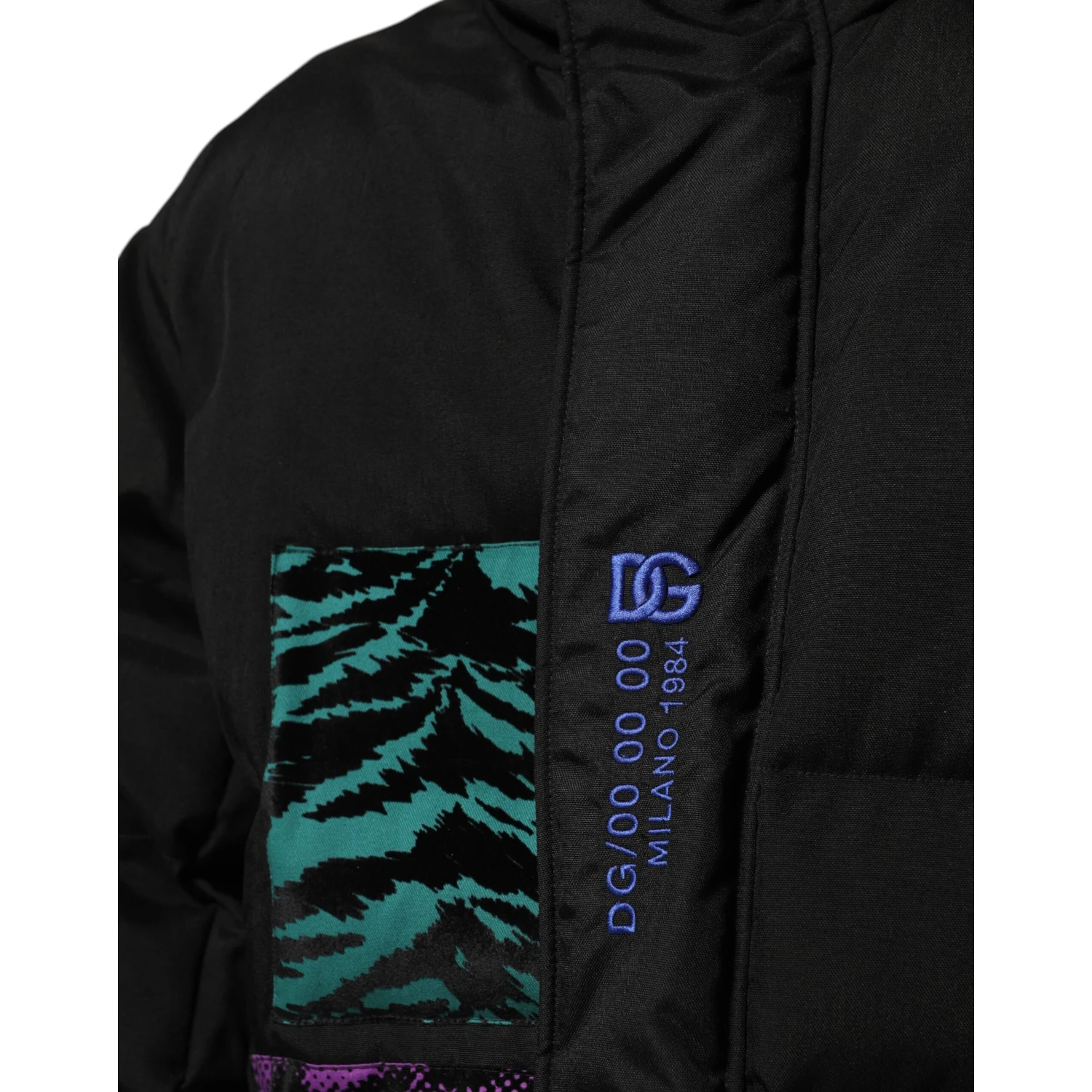 Black Nylon Puffer Men Full Zip Jacket